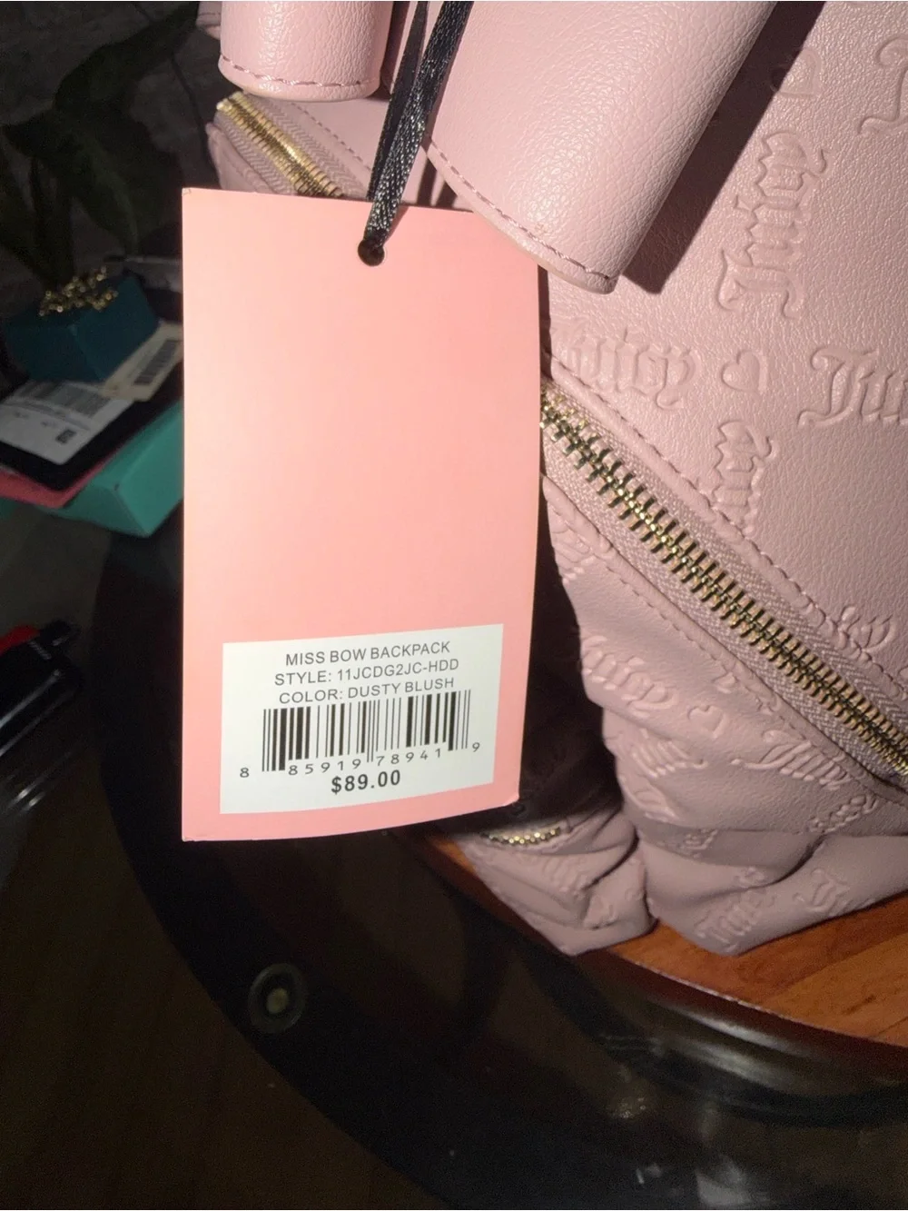 Juicy Couture dusty blush Bow Mini Backpack